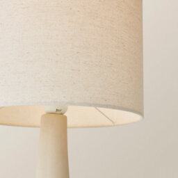 Valuelights Hayley Natural Linen Drum Shade Beige Squat Base Ceramic Table Lamp And Led Bulb - thumbnail 4