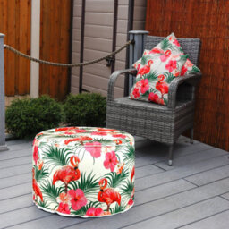 Gardenwize Pair Of Outdoor Garden Sofa Chair Furniture Scatter Cushions- Flamingo Palm Print - thumbnail 4
