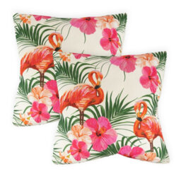 Gardenwize Pair Of Outdoor Garden Sofa Chair Furniture Scatter Cushions- Flamingo Palm Print - thumbnail 2