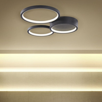 Beliani Round Ceiling Light Black Aluminium, Integrated Led, 3 Shades, W41 X D36 X H7Cm - image 1