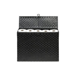 Black Toilet Roll Holder Bathroom Storage Box With Insert Handle - thumbnail 5