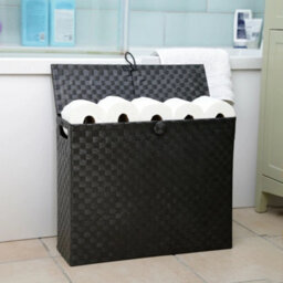 Black Toilet Roll Holder Bathroom Storage Box With Insert Handle - thumbnail 2