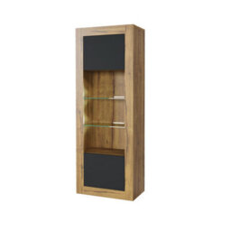 Illume Display Cabinet 170Cm Oak & Black Matt Doors And Led Lighting - Creative Furniture - thumbnail 8