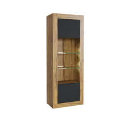 Illume Display Cabinet 170Cm Oak & Black Matt Doors And Led Lighting - Creative Furniture - thumbnail 6
