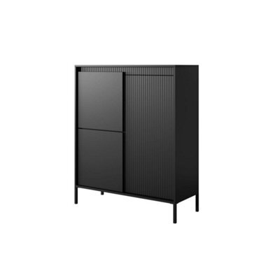 Arte Sleek And Stylish Senne Highboard Cabinet (H)1230mm (W)1040mm (D)400mm - Black Matt - image 1