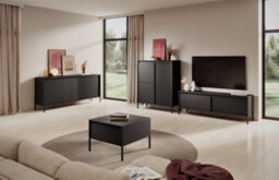 Arte Sleek And Stylish Senne Highboard Cabinet (H)1230mm (W)1040mm (D)400mm - Black Matt - thumbnail 5