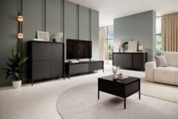 Arte Sleek And Stylish Senne Highboard Cabinet (H)1230mm (W)1040mm (D)400mm - Black Matt - thumbnail 6