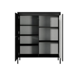 Arte Sleek And Stylish Senne Highboard Cabinet (H)1230mm (W)1040mm (D)400mm - Black Matt - thumbnail 4