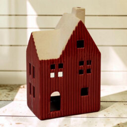 Four Candle Satchville Red Ceramic House Tealight Holder - thumbnail 2