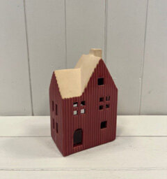Four Candle Satchville Red Ceramic House Tealight Holder