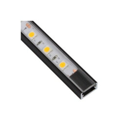 MKGT 1M Aluminium Profile Surface For Led Lights Strip 5050 3528 Transparent Cover - Black Finish - Pack Of 5 - thumbnail 1