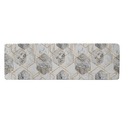 Benjamin Tate Design Geometric Marble Pattern With Gold Glitter Runner Special Soft Home Rug - image 1