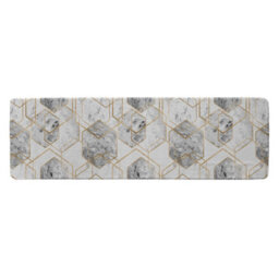 Benjamin Tate Design Geometric Marble Pattern With Gold Glitter Runner Special Soft Home Rug