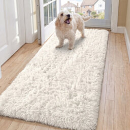 Oxford Homeware Shaggy Rug Anti-Slip Washable Soft Fluffy Living Room And Bedroom Rug (Cream, 60X220Cm) - thumbnail 1