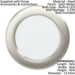 Satin Nickel Steel 5.5W Wall And Ceiling Flush Downlight With Built-In Led - thumbnail 2