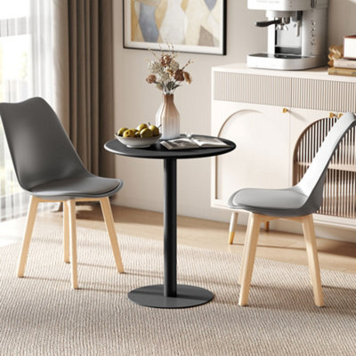 Homcom Dining Table, 60 Cm Round Kitchen Table For 2 With Steel Base, Black - image 1