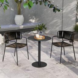 Homcom Dining Table, 60 Cm Round Kitchen Table For 2 With Steel Base, Black - thumbnail 8