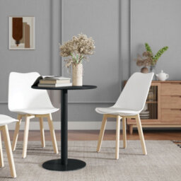 Homcom Dining Table, 60 Cm Round Kitchen Table For 2 With Steel Base, Black - thumbnail 9