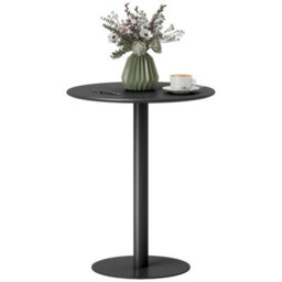 Homcom Dining Table, 60 Cm Round Kitchen Table For 2 With Steel Base, Black - thumbnail 2
