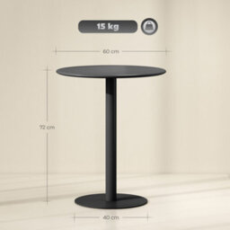 Homcom Dining Table, 60 Cm Round Kitchen Table For 2 With Steel Base, Black - thumbnail 3