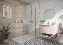 UK Homeliving Uk Home Living Avalon 8mm Wet Room Panel 2000mmx1200mm Inc Wall Profile And Minimalist Wall Support In Brushed Brass - thumbnail 1