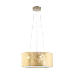 Elegant Champagne Pendant Ceiling Light With Gold Fabric Shade - thumbnail 1