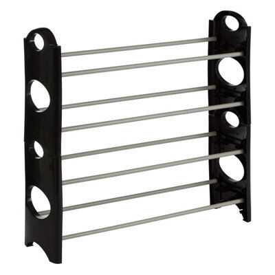 Orsina Stylish Black And Grey 4 Tier Shoe Rack, Durable Shoe Drawer Organiser, Versatile Shoes Stand For Home - image 1