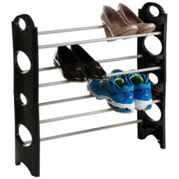 Orsina Stylish Black And Grey 4 Tier Shoe Rack, Durable Shoe Drawer Organiser, Versatile Shoes Stand For Home - thumbnail 2