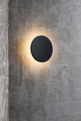 Nordlux Artego Round Outdoor Patio Terrace Garden Wall Light In Black (Height) 5Cm - image 1