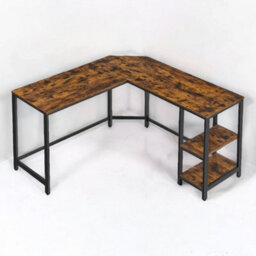 Rafaelo Mobilia Industrial Rustic L-Shaped Writing Desk With Steel Frame - thumbnail 3