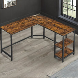 Rafaelo Mobilia Industrial Rustic L-Shaped Writing Desk With Steel Frame - thumbnail 2