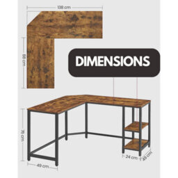 Rafaelo Mobilia Industrial Rustic L-Shaped Writing Desk With Steel Frame - thumbnail 6