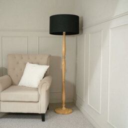 Valuelights Victoria Traditional Light Wood Candlestick Floor Lamp With Black Drum Shade - thumbnail 4