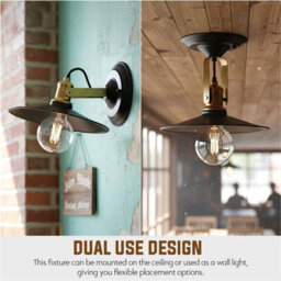 Ledsone Industrial Ceiling & Wall Light,22Cm Flat Metal Shade With Adjustable Swivel Head,matte Black E27 Flush Mount Fixture - thumbnail 6