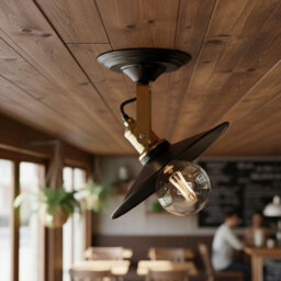 Ledsone Industrial Ceiling & Wall Light,22Cm Flat Metal Shade With Adjustable Swivel Head,matte Black E27 Flush Mount Fixture - thumbnail 4