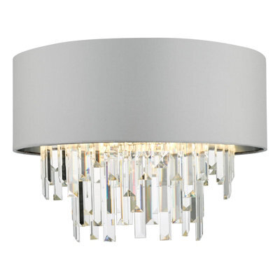 The Lighting Studio Halle 4 Light Flush Grey Shade Crystal - image 1