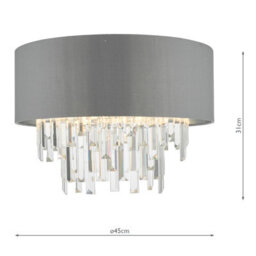 The Lighting Studio Halle 4 Light Flush Grey Shade Crystal - thumbnail 7
