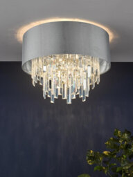 The Lighting Studio Halle 4 Light Flush Grey Shade Crystal - thumbnail 6