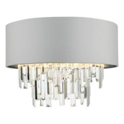 The Lighting Studio Halle 4 Light Flush Grey Shade Crystal - thumbnail 1