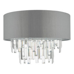 The Lighting Studio Halle 4 Light Flush Grey Shade Crystal - thumbnail 2