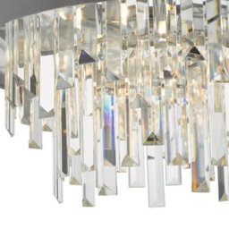 The Lighting Studio Halle 4 Light Flush Grey Shade Crystal - thumbnail 3
