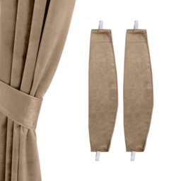 Oxford Homeware Eyelet Velvet Curtains Beige Fully Lined Blackout Thermal Insulated Eyelet Curtains Pair (W)168Cm X (L)183Cm - thumbnail 4