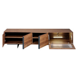 Angel Cerda Walnut And Black Steel Tv Cabinet With Interior Lighting - thumbnail 6