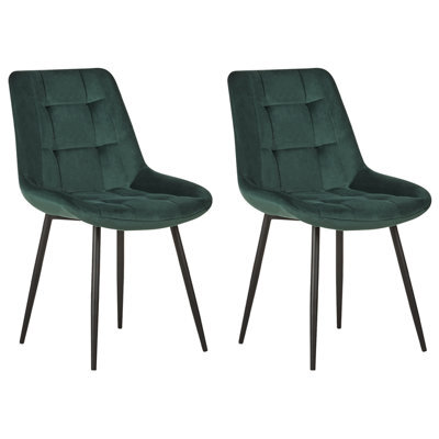 Beliani Set Of 2 Dining Chairs Melrose Velvet Dark Green - image 1