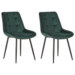 Beliani Set Of 2 Dining Chairs Melrose Velvet Dark Green - thumbnail 1