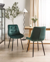 Beliani Set Of 2 Dining Chairs Melrose Velvet Dark Green - thumbnail 2