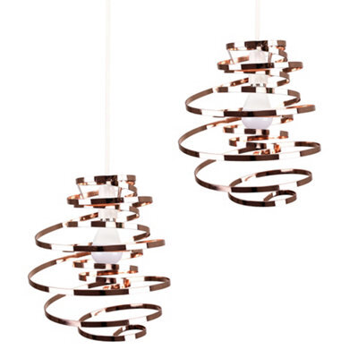 Valuelights Bensson Pair Of Bensson Copper Metal Double Ribbon Spiral Swirl Ceiling Light Shades (D)30Cm - image 1