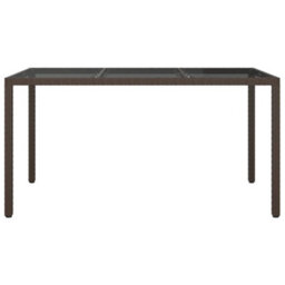 Walplus Garden Table 150X90X75 Cm Tempered Glass And Poly Rattan Brown - thumbnail 3