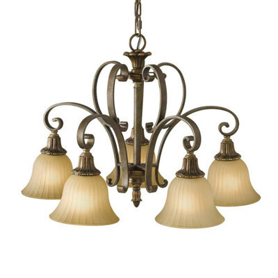 Luminosa Lighting Elstead Kelham Hall 5 Light Multi Arm Chandelier Bronze, Gold Finish, E27 - image 1