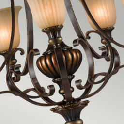 Luminosa Lighting Elstead Kelham Hall 5 Light Multi Arm Chandelier Bronze, Gold Finish, E27 - thumbnail 3